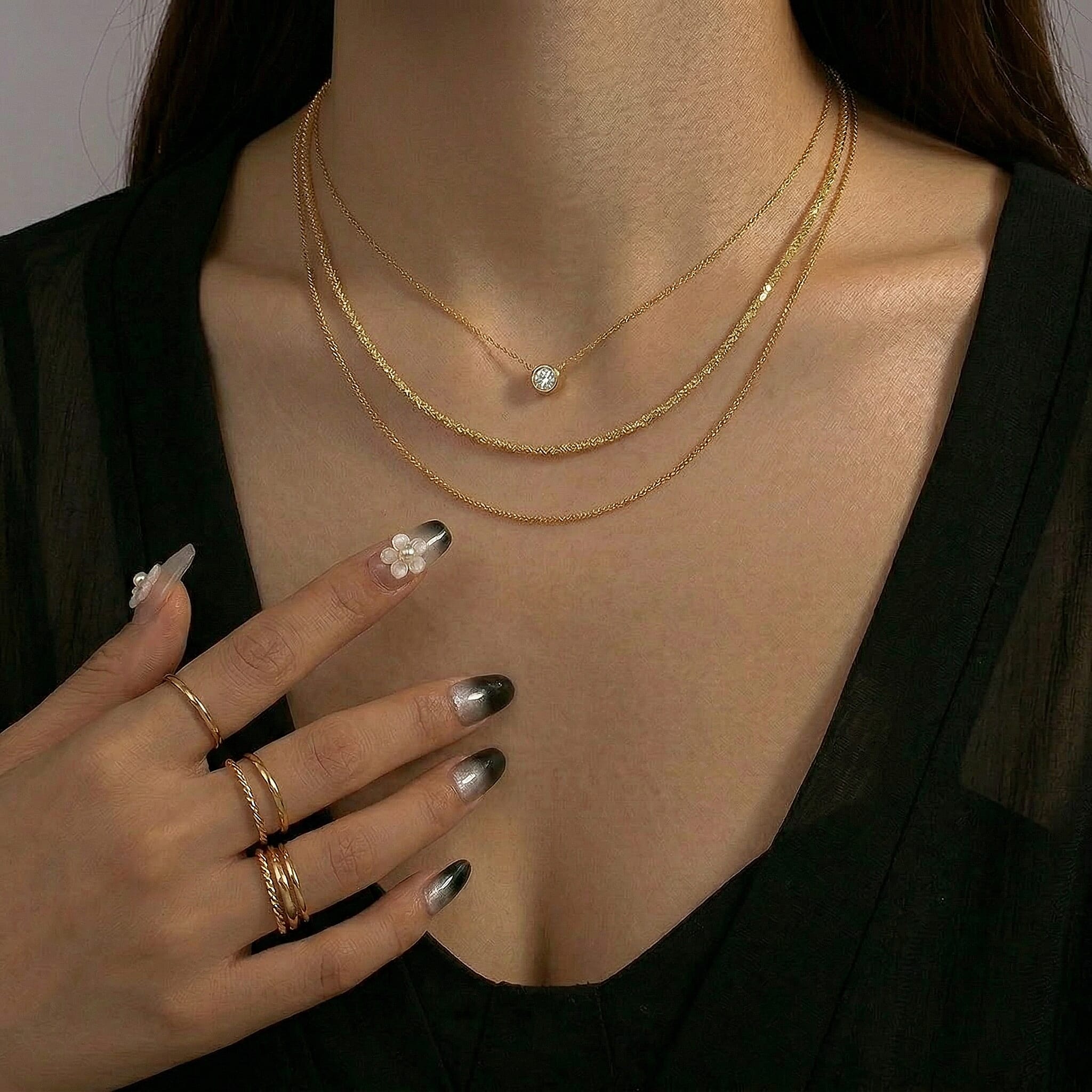 9K Yellow Gold High Finish 2.4MM Tocalle Chain 16 Inch, 2.8 grams