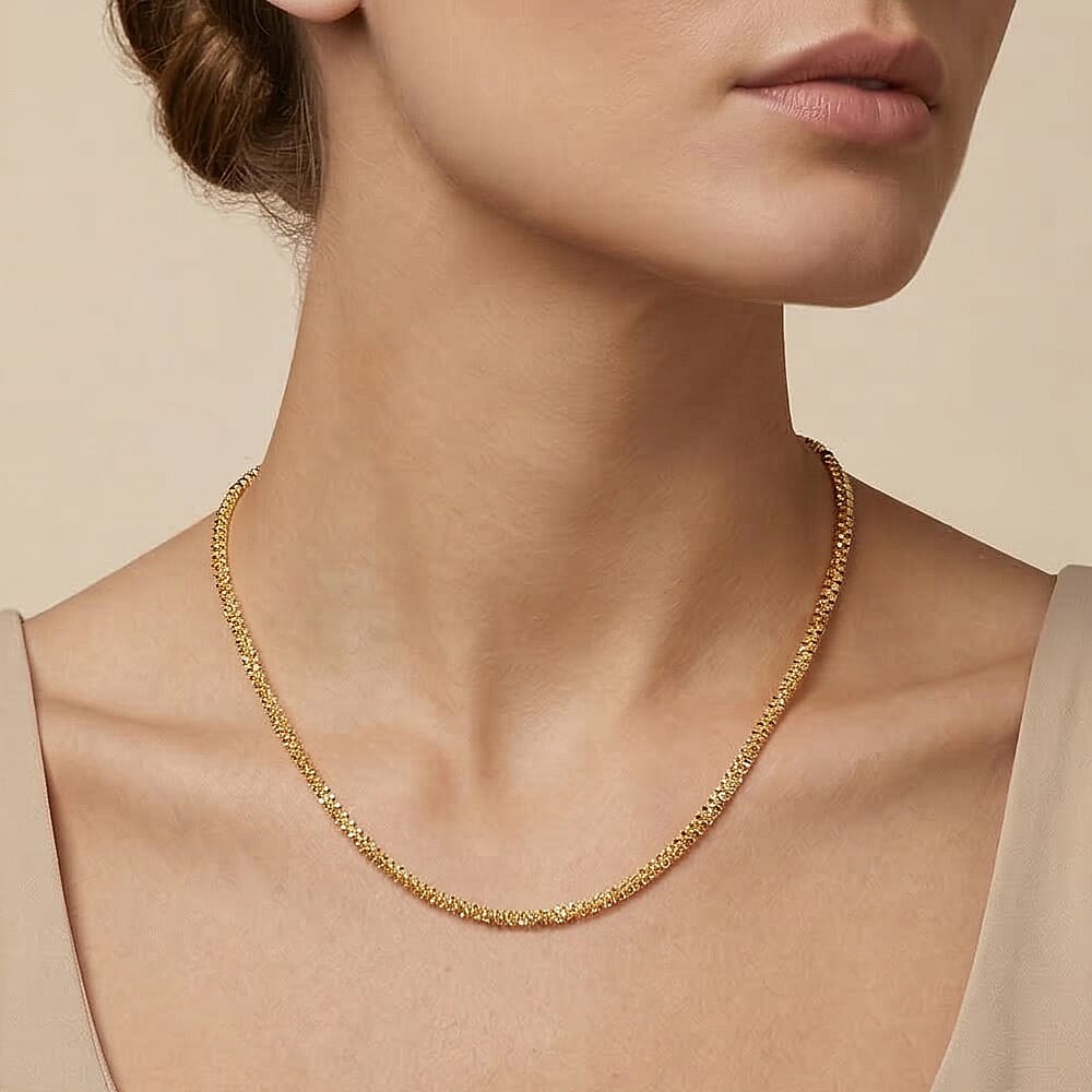 9K Yellow Gold High Finish 2.4MM Tocalle Chain 16 Inch, 2.8 grams