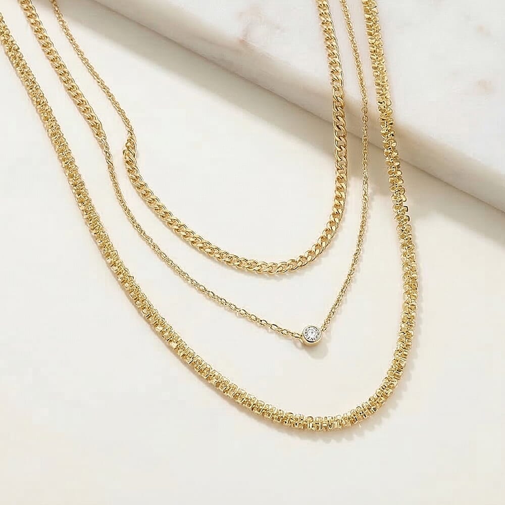 9K Yellow Gold High Finish 2.4MM Tocalle Chain 16 Inch, 2.8 grams