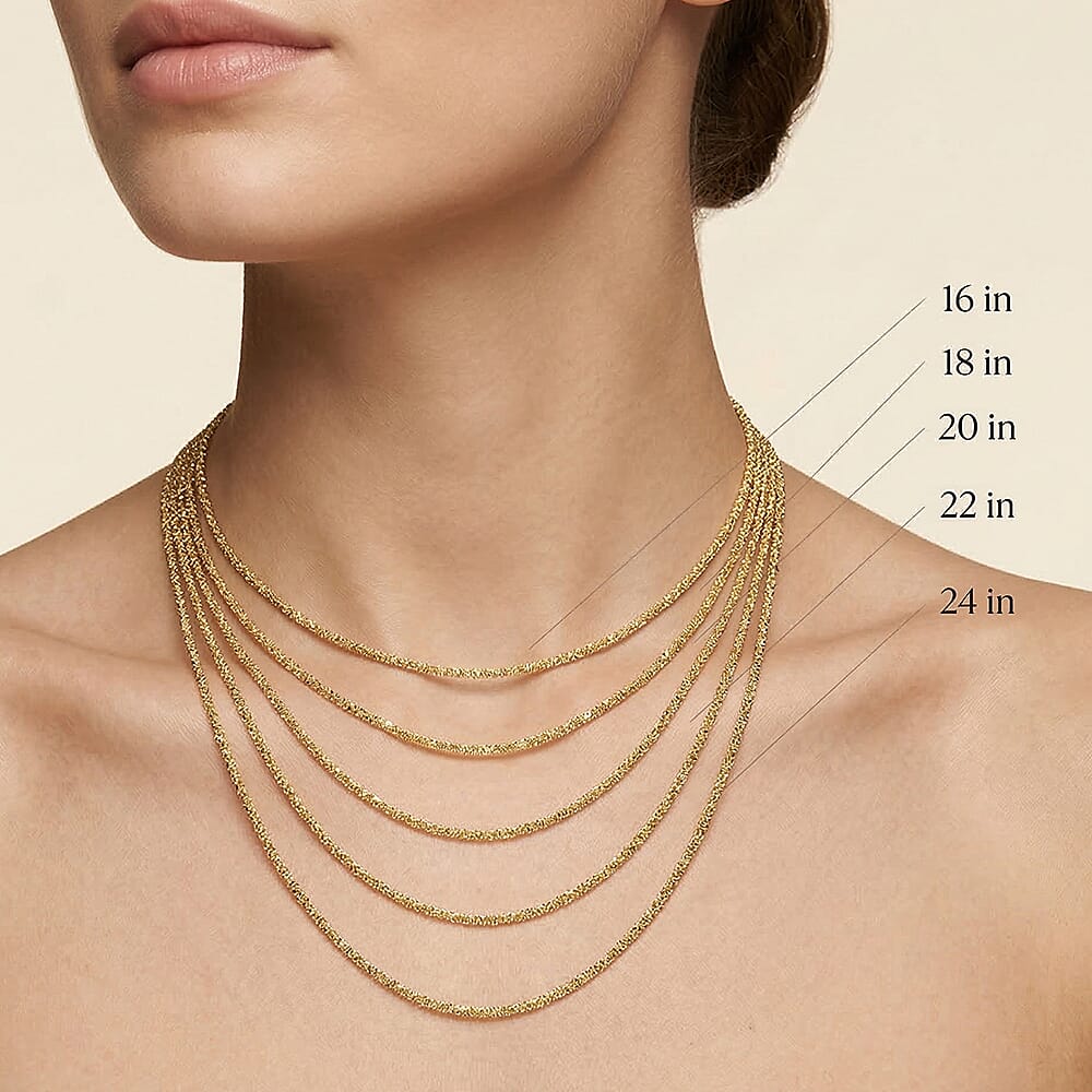 9K Yellow Gold High Finish 2.4MM Tocalle Chain 16 Inch, 2.8 grams