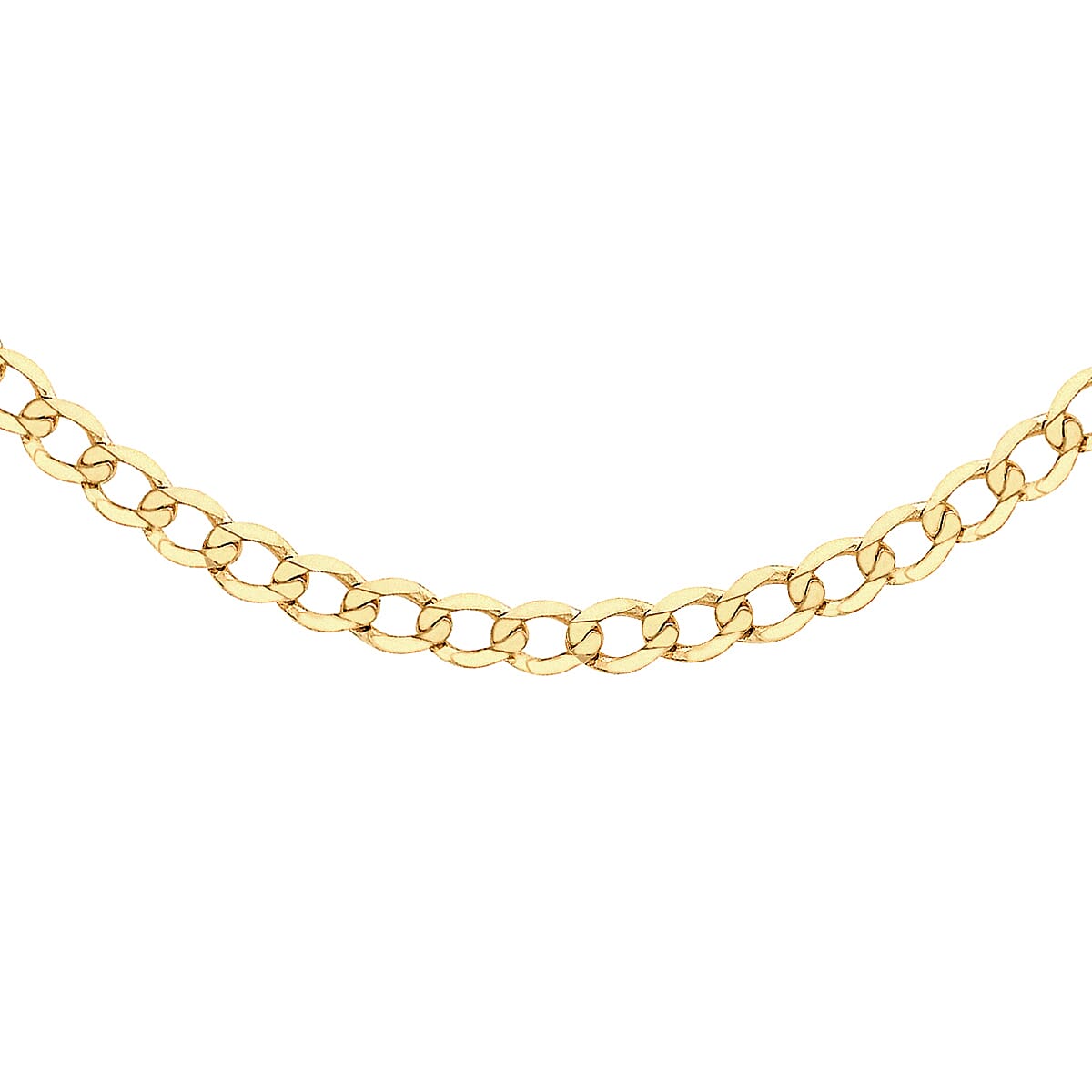 9K Yellow Gold Diamond Cut Flat Curb Chain 18 Inch, 6.2 grams
