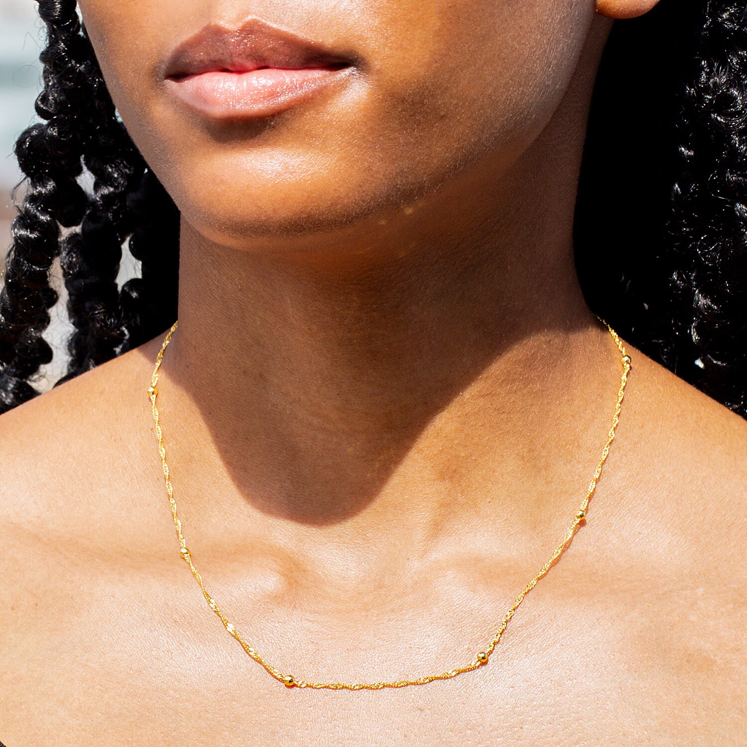 9K Yellow Gold High Finish Diamond Cut Ball And Twist Curb Chain 18 Inch, 1.9 grams