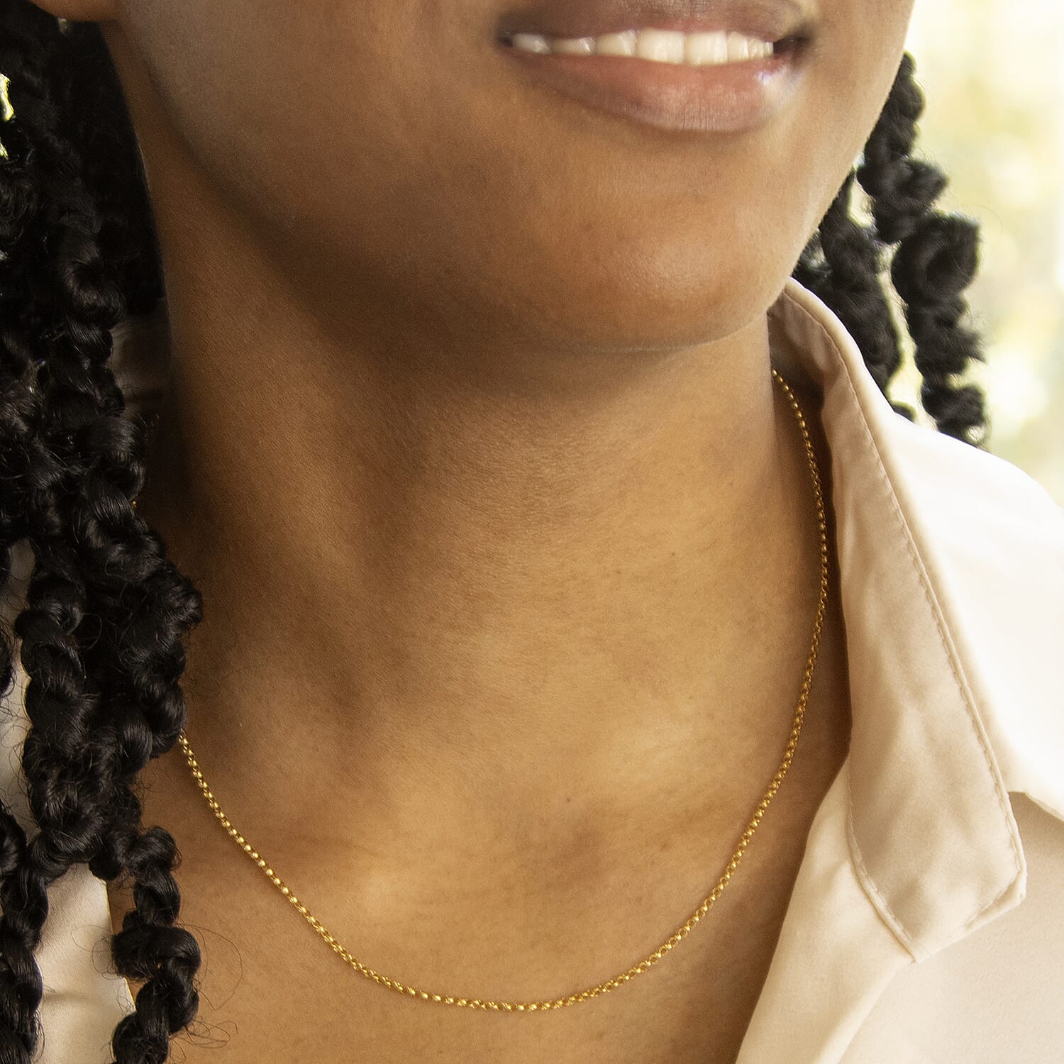 9K Yellow Gold High Finish Round Belcher Chain 18 Inch, 2.6 grams