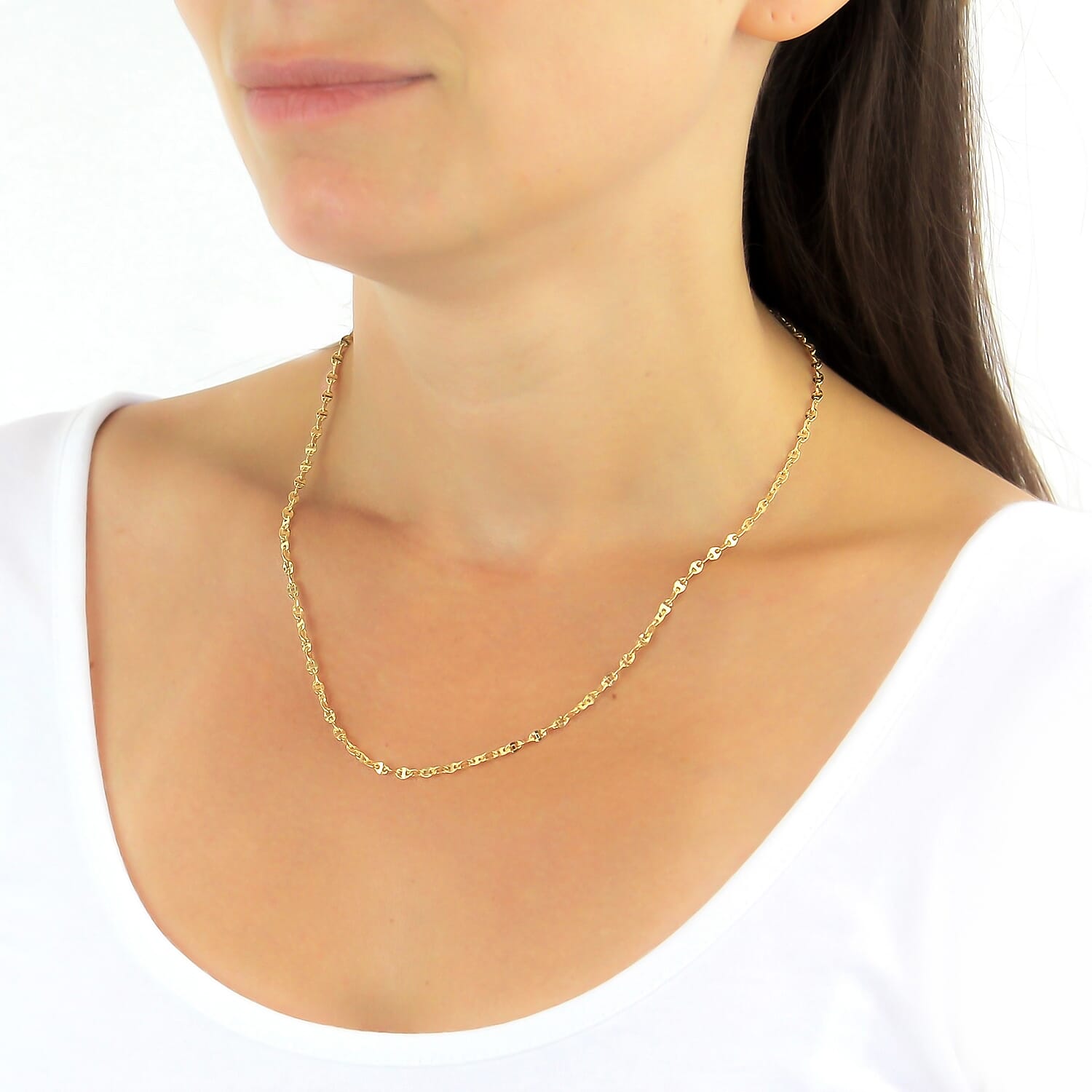 9K Yellow Gold High Finish Rambo Chain 18 Inch, 2.3 grams