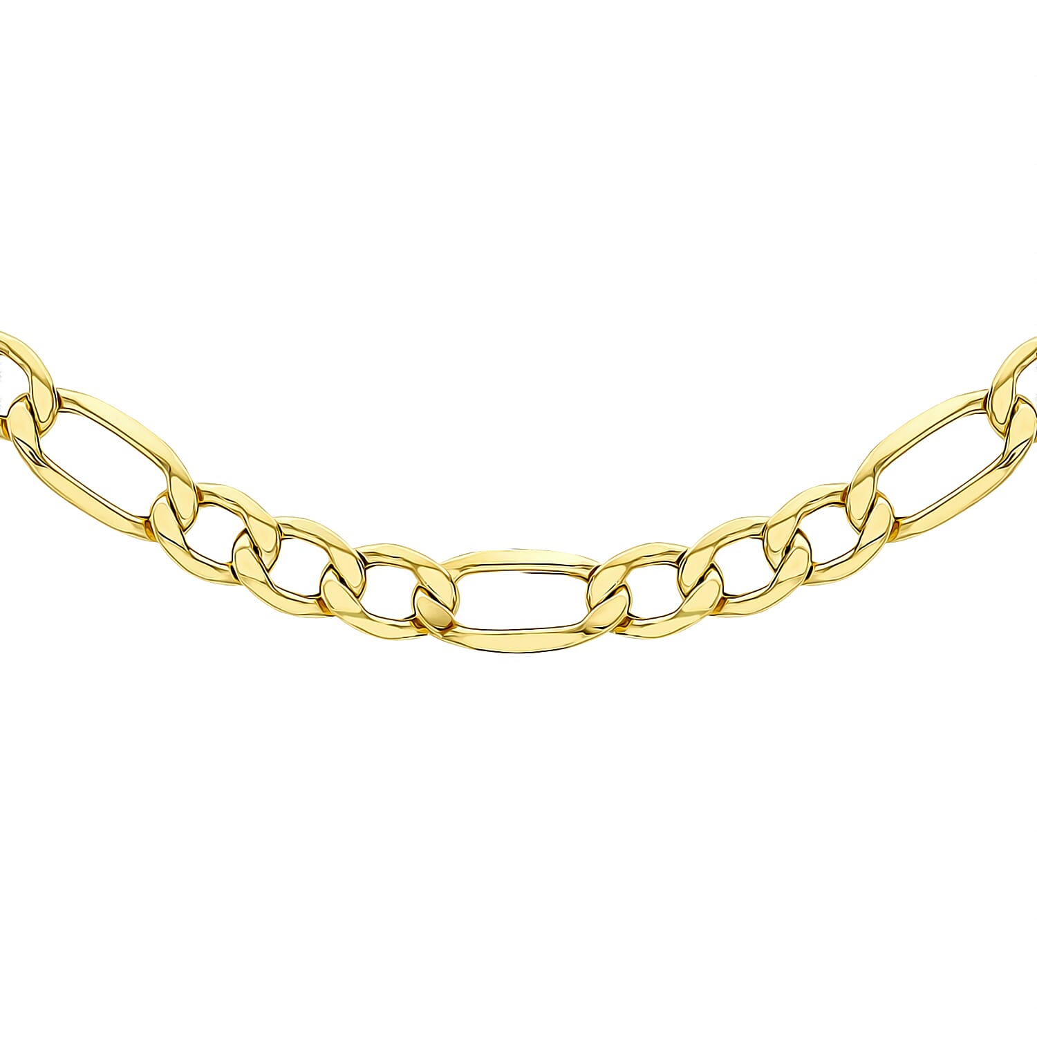 9K Yellow Gold High Finish Diamond Cut Figaro Chain 18 Inch, 4.9 grams