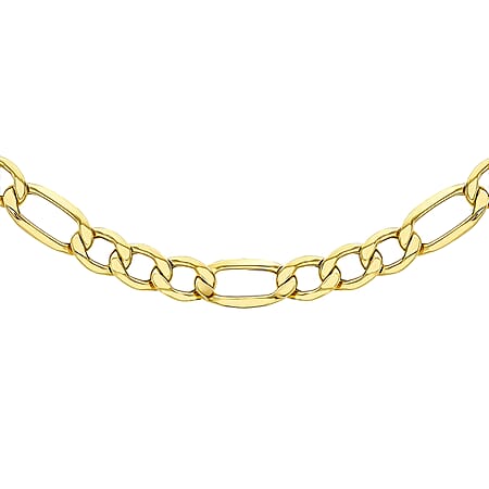 9K Yellow Gold 5.6 MM Figaro Chain With Lobster Clasp 18 Inch Diamond Cut