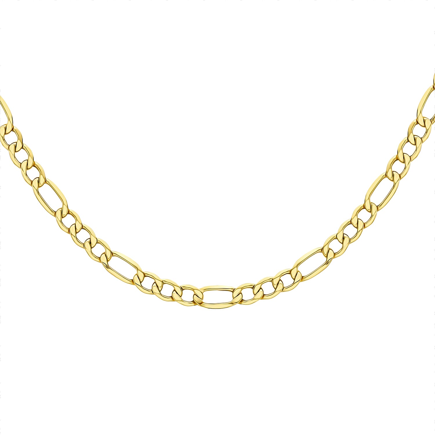 9K Yellow Gold High Finish Diamond Cut Figaro Chain 18 Inch, 4.9 grams