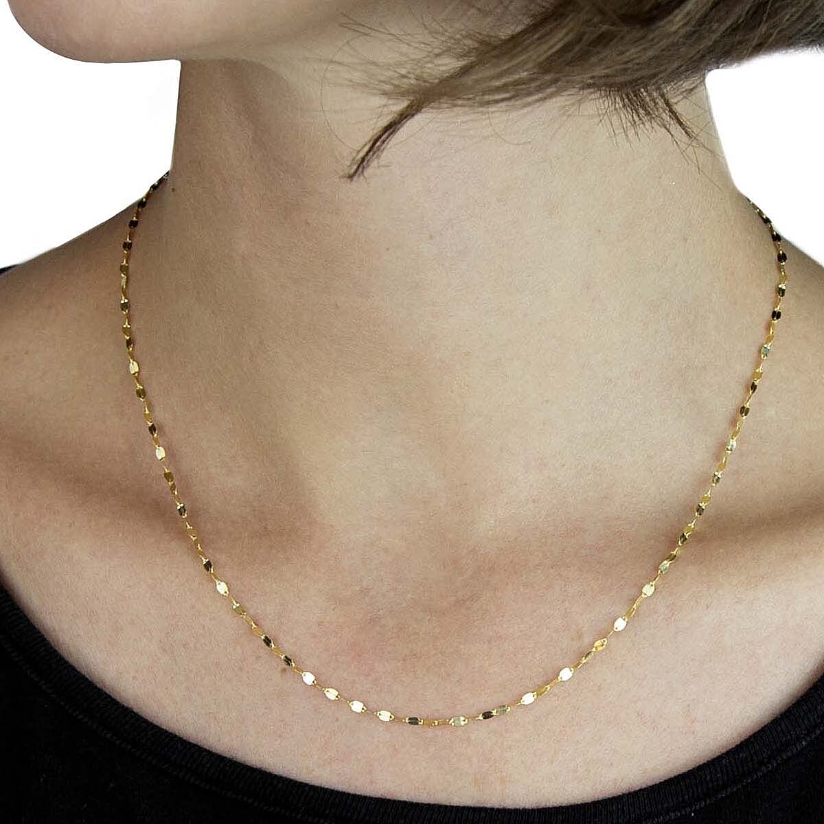 9K Yellow Gold High Finish Sparkle Forzatina Chain (Size - 18) with Spring Ring Clasp