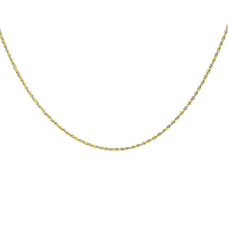 9K 2 Tone Gold High Finish Hollow Rope Chain 18 Inch 1.7 grams