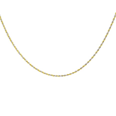 9K 2 Tone Gold High Finish Hollow Rope Chain 18 Inch, 1.7 grams