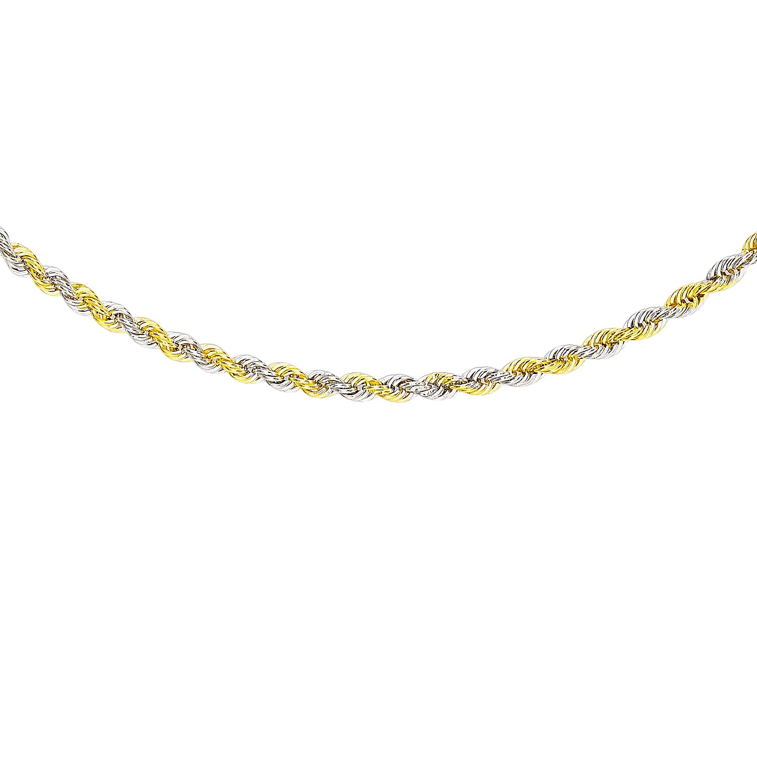 9K 2 Tone Gold High Finish Hollow Rope Chain 18 Inch, 1.7 grams