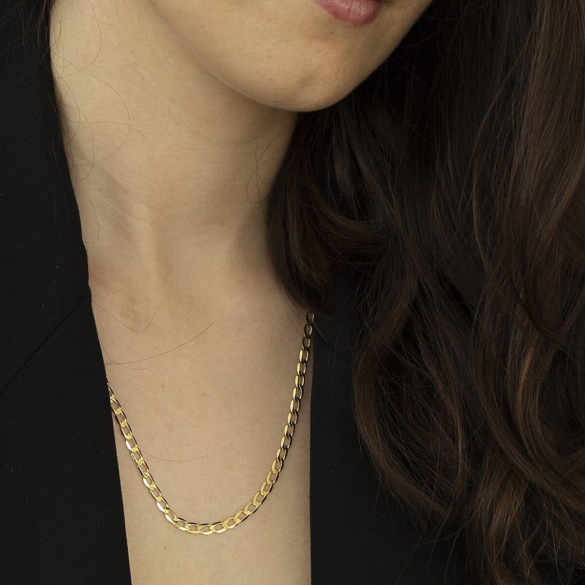 9K Yellow Gold Diamond Cut Flat Curb Chain 20 Inch, 6.9 grams