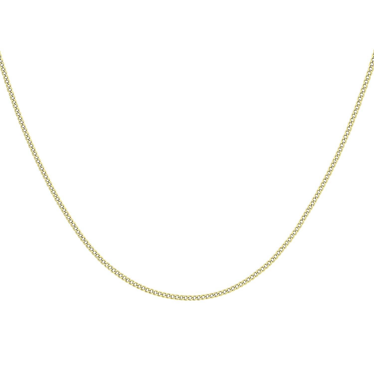9K Yellow Gold High Finish Flat Curb Chain 20 Inch, 2 grams