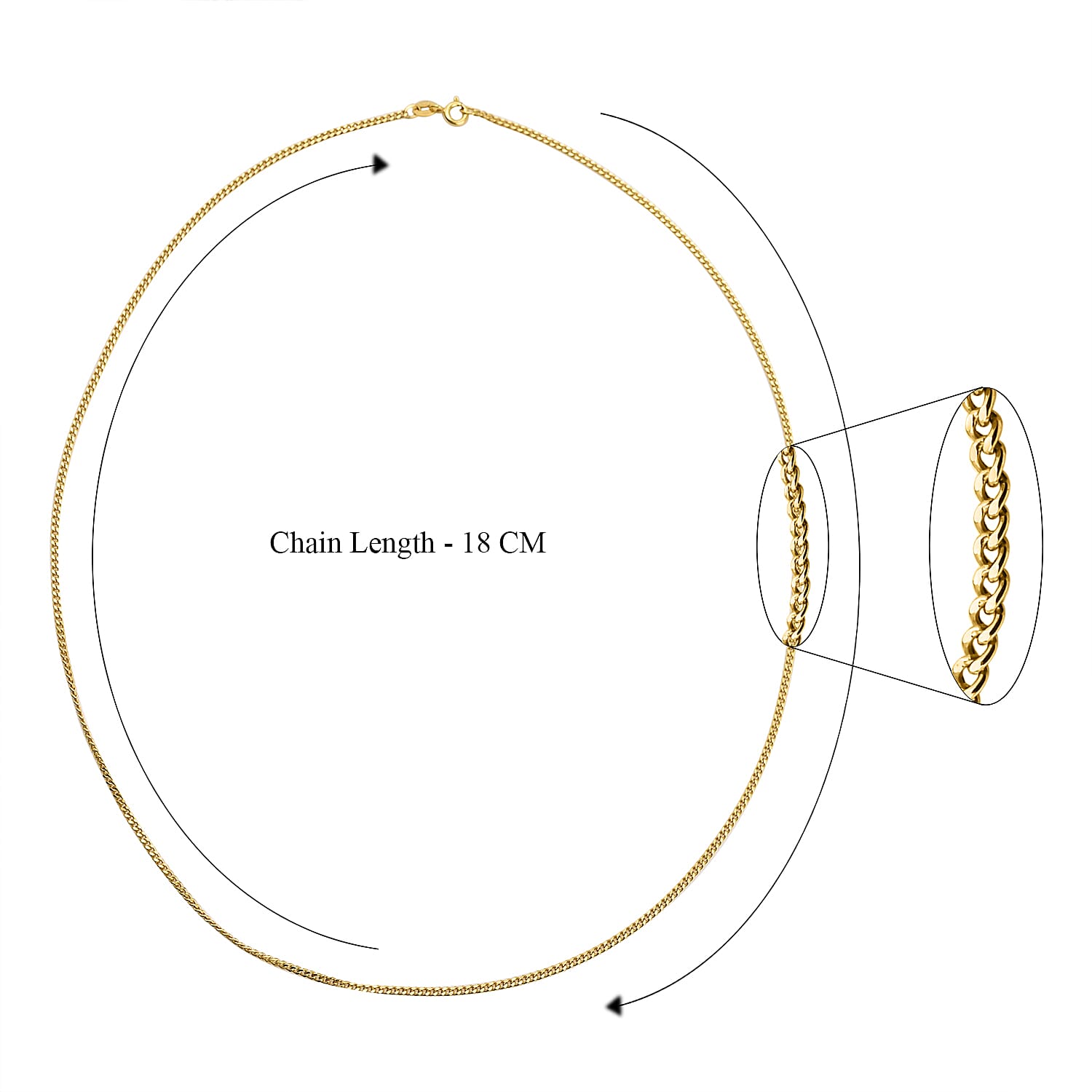 9K Yellow Gold High Finish Flat Curb Chain 20 Inch, 2 grams