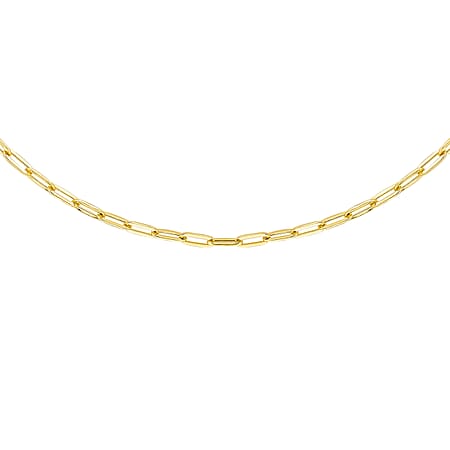 9K Yellow Gold 2.3 MM Paper Clip Chain With Spring Ring Clasp 20 Inch Polished