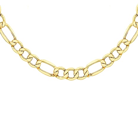9K Yellow Gold Diamond Cut Figaro Chain 20 Inch, 5.4 grams