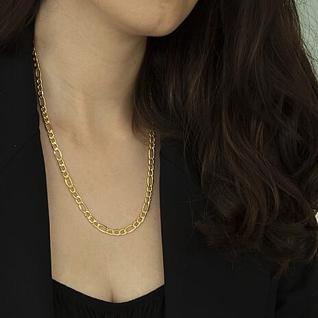 9K Yellow Gold Diamond Cut Figaro Chain 20 Inch, 5.4 grams