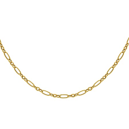 9K Yellow Gold 3.4 MM Figaro Chain With Spring Ring Clasp 20 Inch Textured