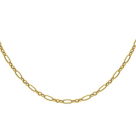 9K Yellow Gold High Finish Twist Detail Figaro Chain 20 Inch, 3.2 grams