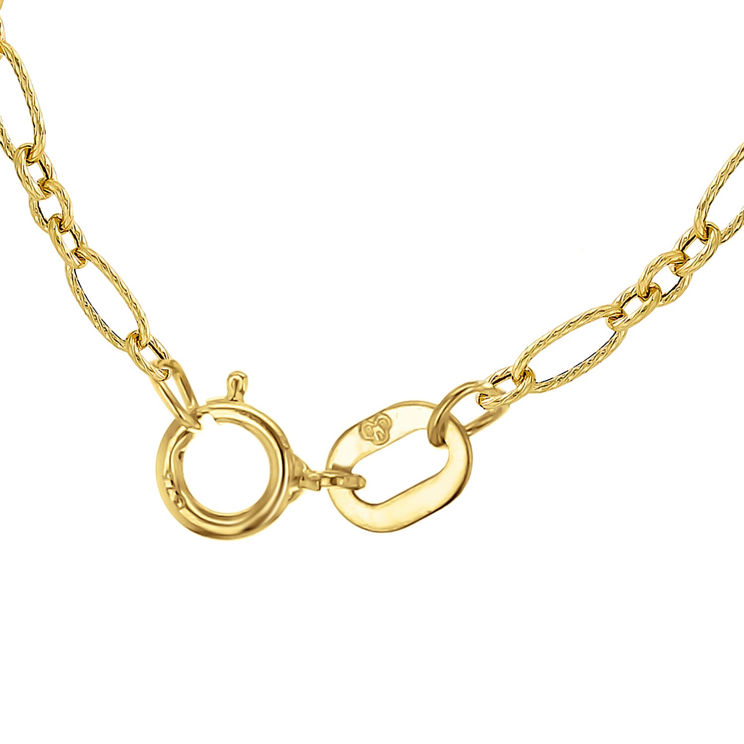9K Yellow Gold High Finish Twist Detail Figaro Chain 20 Inch, 3.2 grams