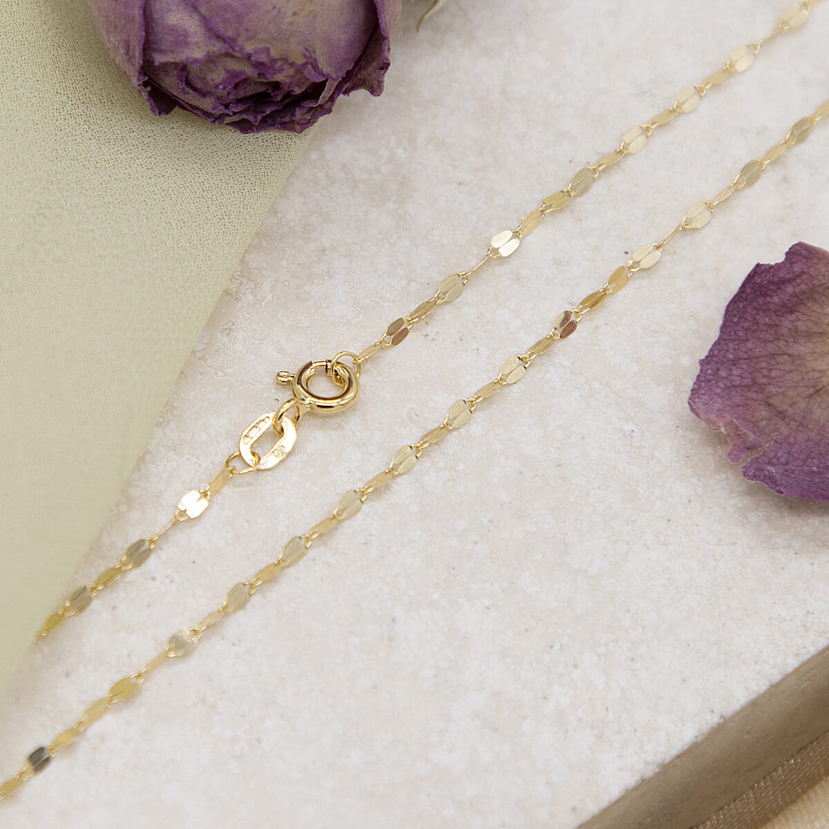 9K Yellow Gold High Finish 1.8MM Forzatina Chain 20 Inch, 0.97 grams