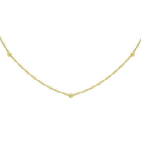 9K Yellow Gold 3 MM Ball Twisted Curb Chain With Spring Ring Clasp 22 Inch Diamond Cut