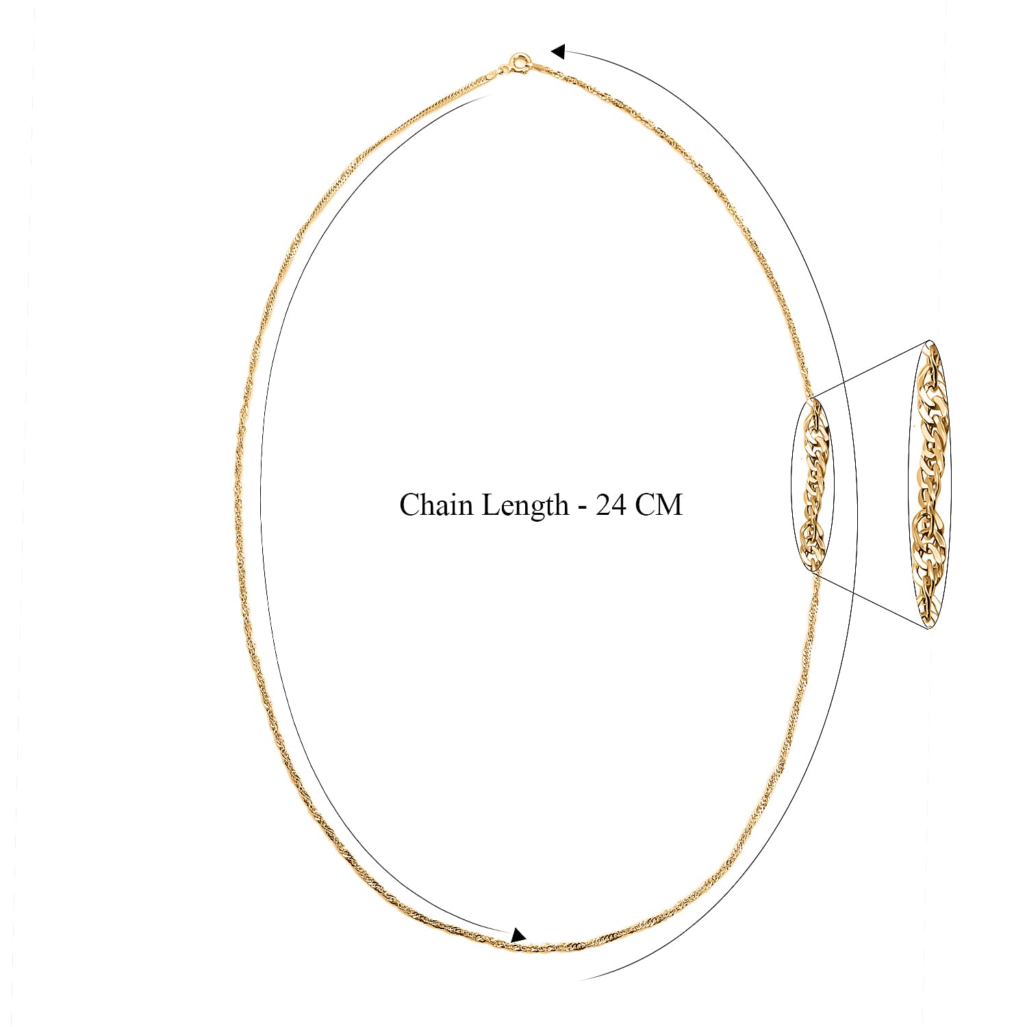 9K Yellow Gold Diamond Cut Twist Curb Chain 24 Inch, 1.4 grams