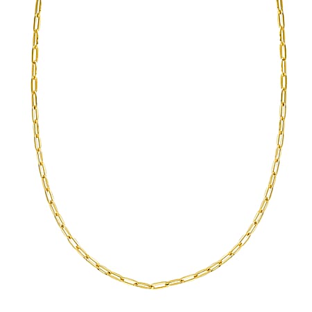 9K Yellow Gold 2.3 MM Paperclip Chain With Lobster Clasp 24 Inch High Finish