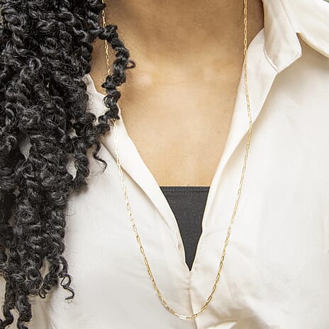 9K Yellow Gold High Finish Paperclip Chain 30 Inch, 3 grams