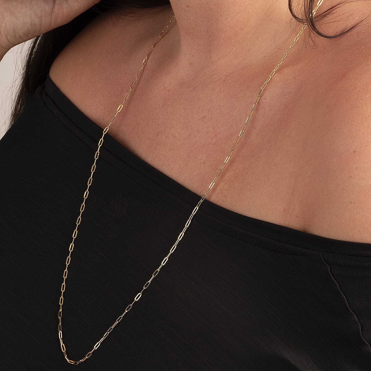 9K Yellow Gold High Finish Paperclip Chain 30 Inch, 3 grams