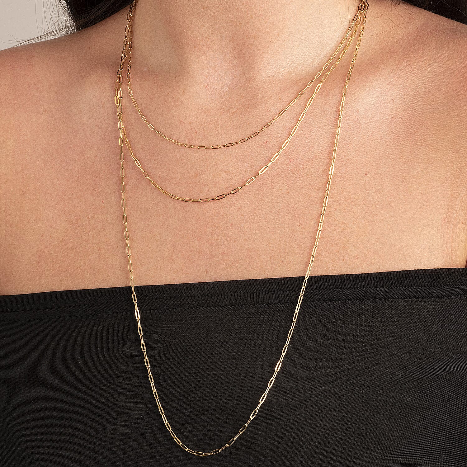 9K Yellow Gold High Finish Paperclip Chain 30 Inch, 3 grams