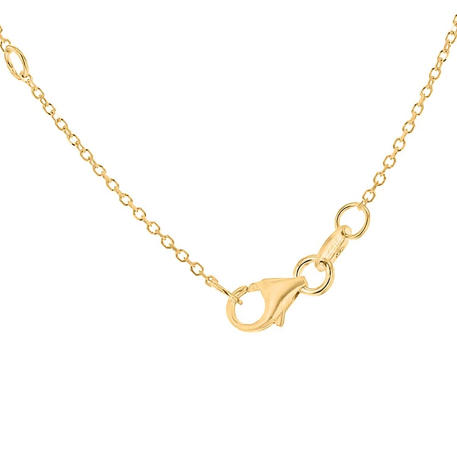 9K 2 Tone Gold 12.5MM X 11.8MM Diamond Cut Crescent Moon Adjustable Necklace 18 Inch, 2 grams