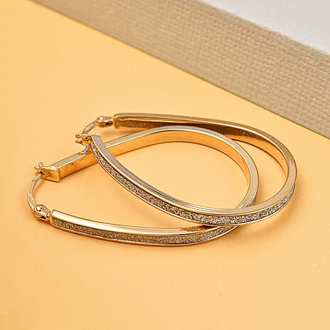 9K Yellow Gold 2.5MM X 35.5MM Stardust Teardrop Earrings 2.1 grams