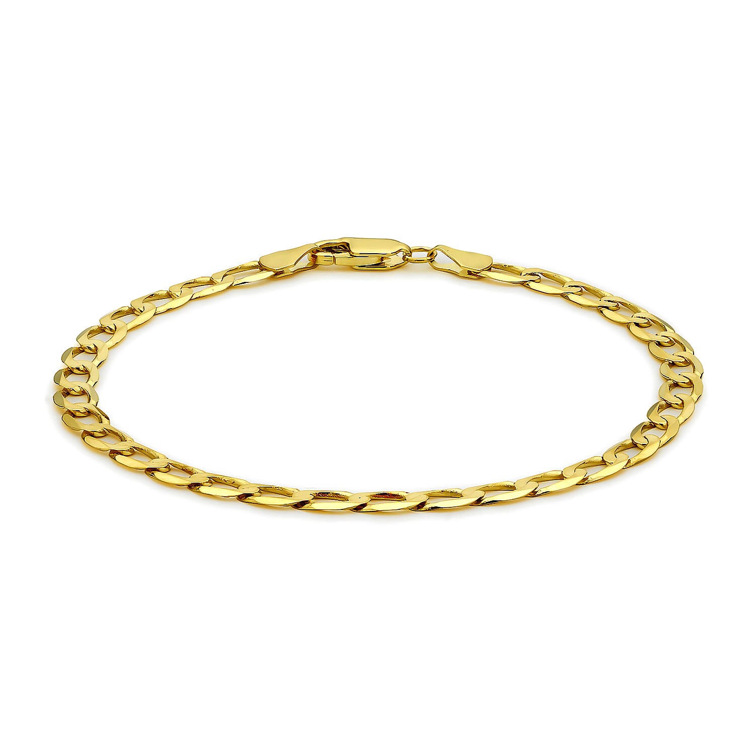 9K Yellow Gold Diamond Cut Flat Curb Bracelet 8 Inch, 4.4 grams