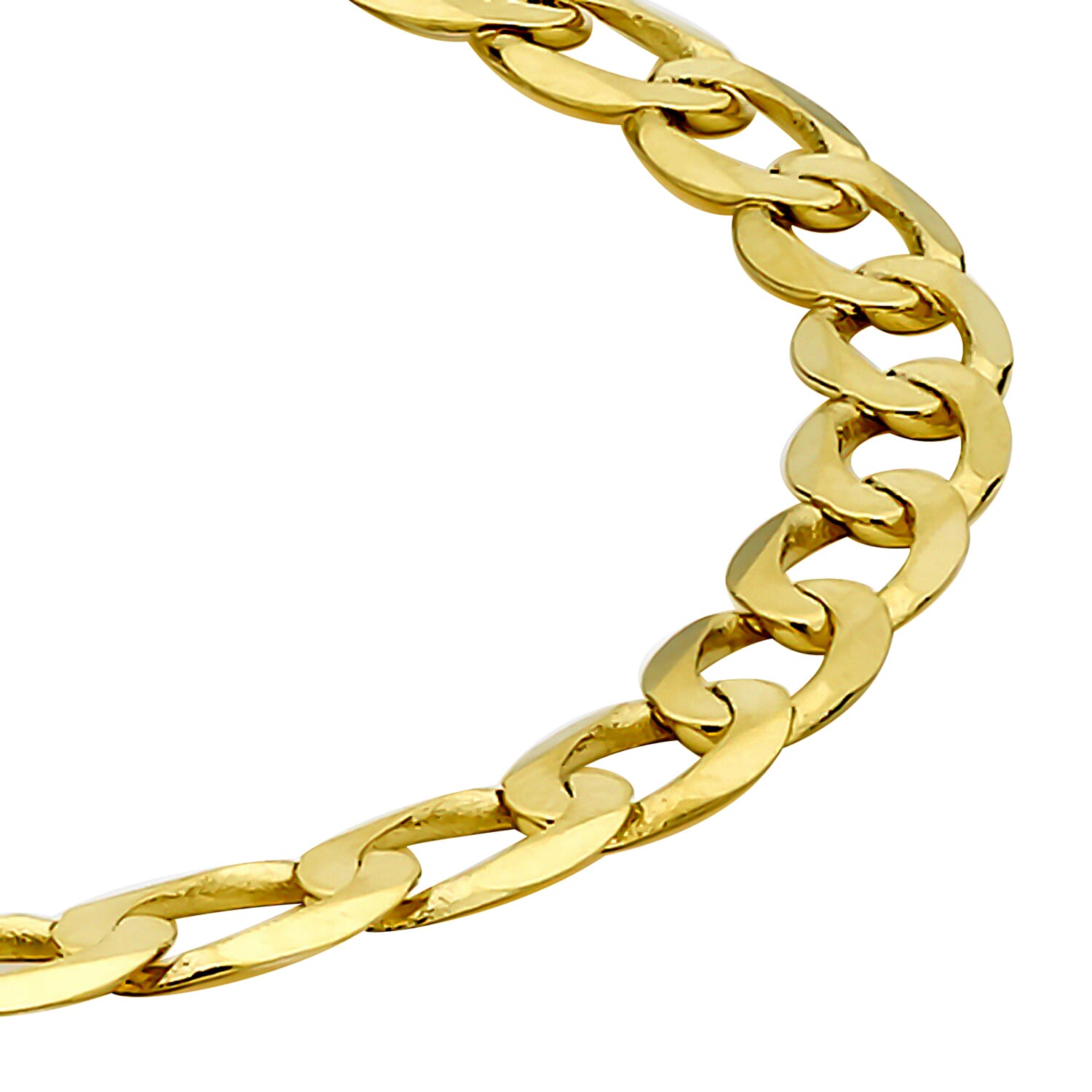 9K Yellow Gold Diamond Cut Flat Curb Bracelet 8 Inch, 4.4 grams