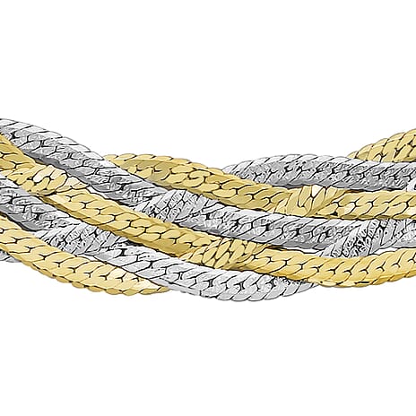 9K Two Colour Gold Plait Textured Herringbone Necklace 18 Inch, 6.1 grams