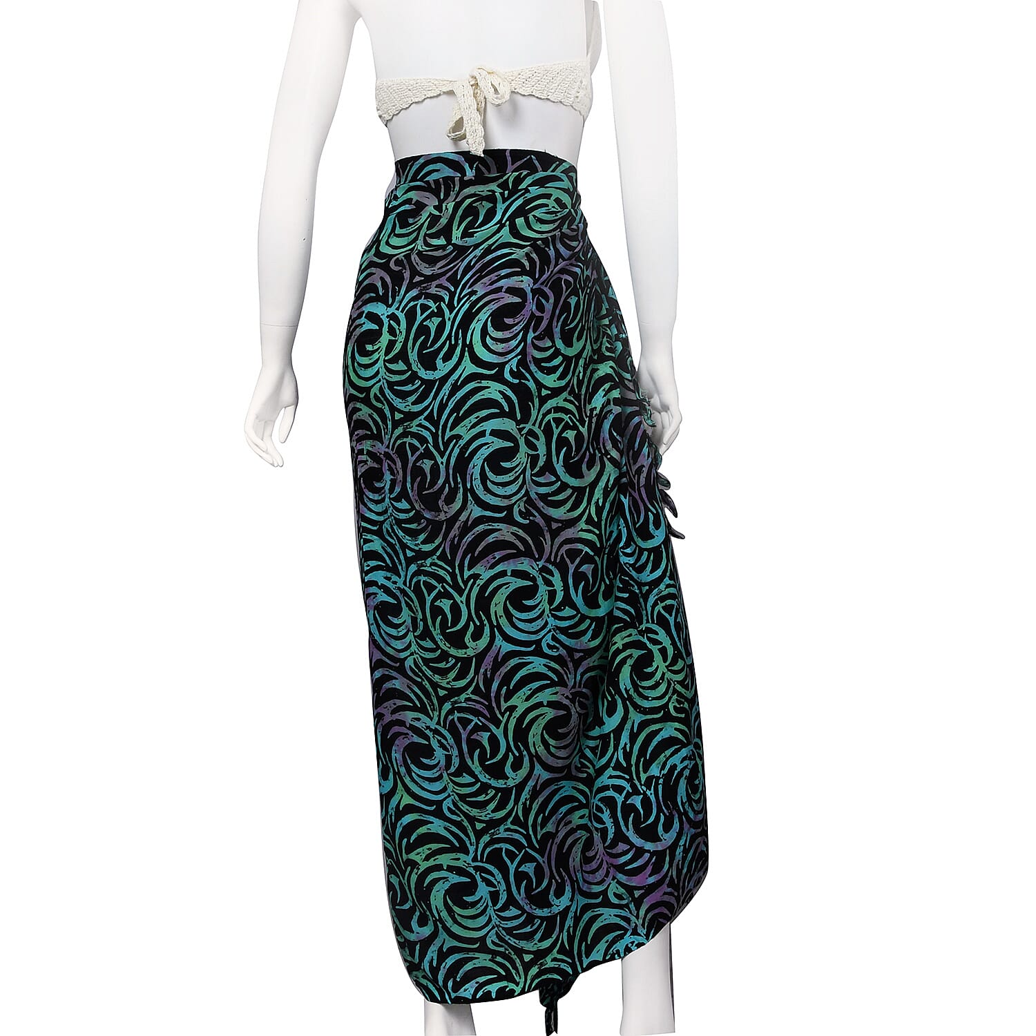 Bali Collection Printed Viscose Sarong (Size 165x120 Cm) - Black, Yellow & Multi