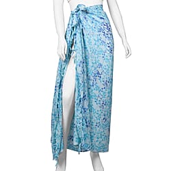 Bali Collection Handmade  Screen Printed Viscose Sarong (Size 165x120 Cm) - Sky Blue