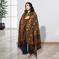 Bali Collection Tenun Throw in Animal Motif  (Size 116x230Cm) - Black and Yellow