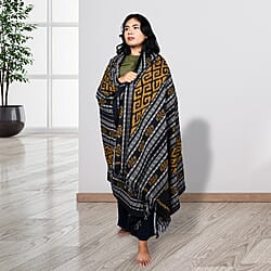 Bali Collection Tenun Throw in Animal Motif  (Size 116x230Cm) - Black and Yellow