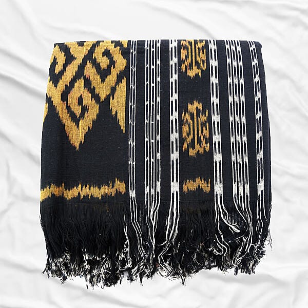 Bali Collection Tenun Throw in Animal Motif  (Size 116x230Cm) - Black and Yellow