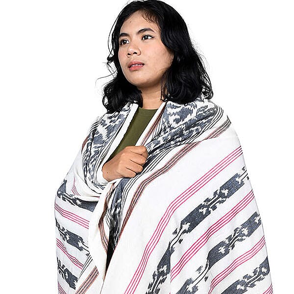 Bali Collection Tenun Throw in Animal Motif  (Size 120x238Cm) - White and Black