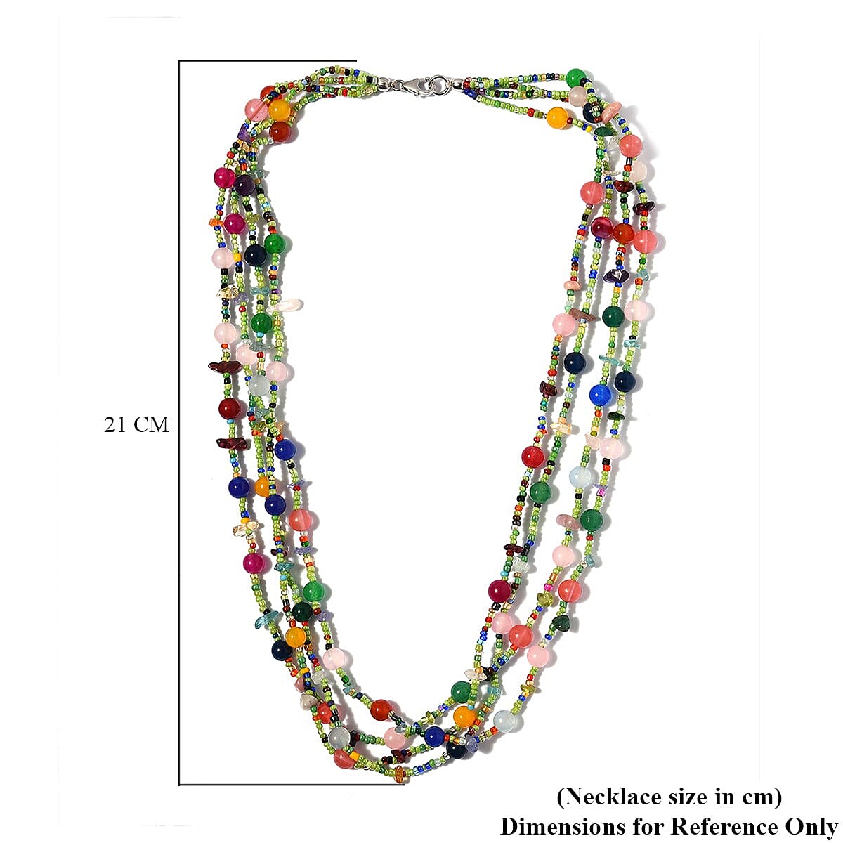 Multi Gemstones Beads Necklace (Size 20) in Platinum Overlay Sterling Silver 184.25 Ct