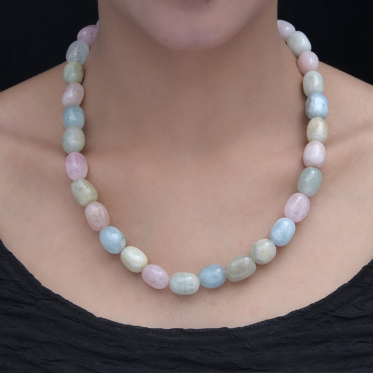 Limited Available- Very Rare Marropino Morganite and Espirito Santo Aquamarine Necklace (Size 20) in Platinum Overlay Sterling Silver 536.50 Ct