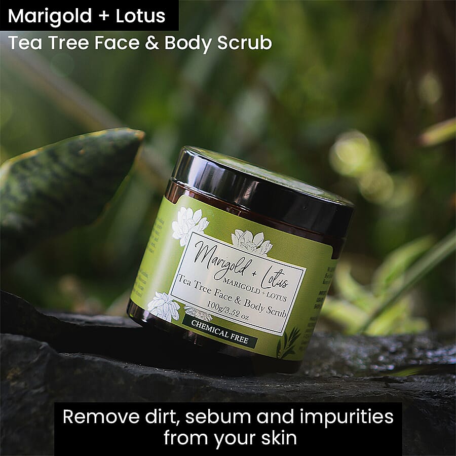 Marigold - Lotus Tea Tree Face and Body Scrub - 3.52 oz
