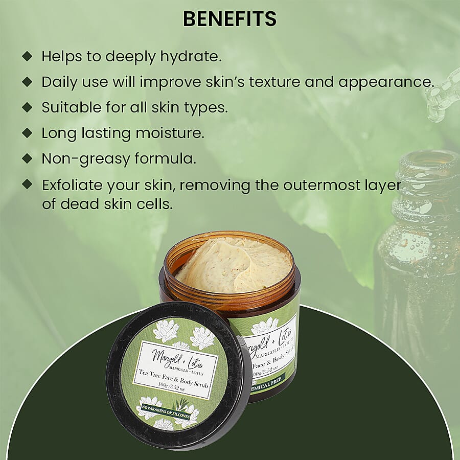 Marigold - Lotus Tea Tree Face and Body Scrub - 3.52 oz