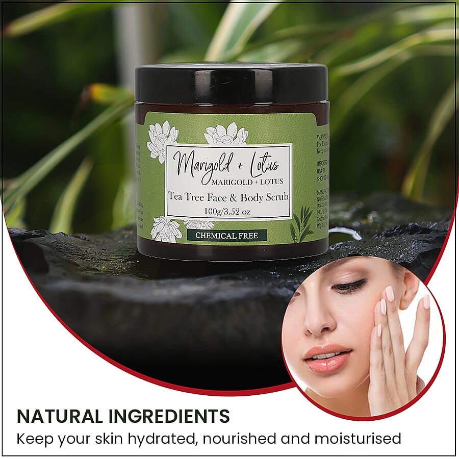 Marigold - Lotus Tea Tree Face and Body Scrub - 3.52 oz