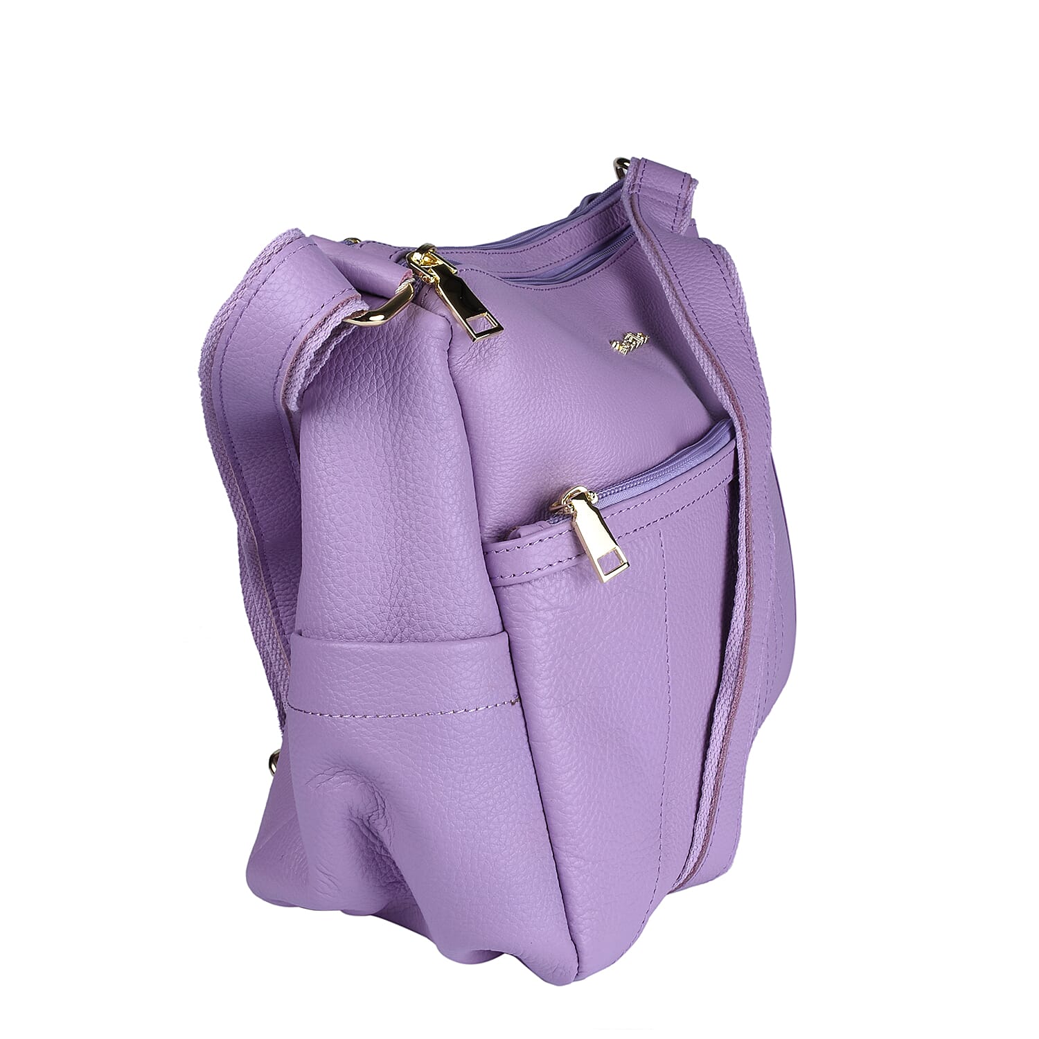 SENCILLEZ 100% Genuine Leather Crossbody Bag (Size 31x13x21cm) - Lilac