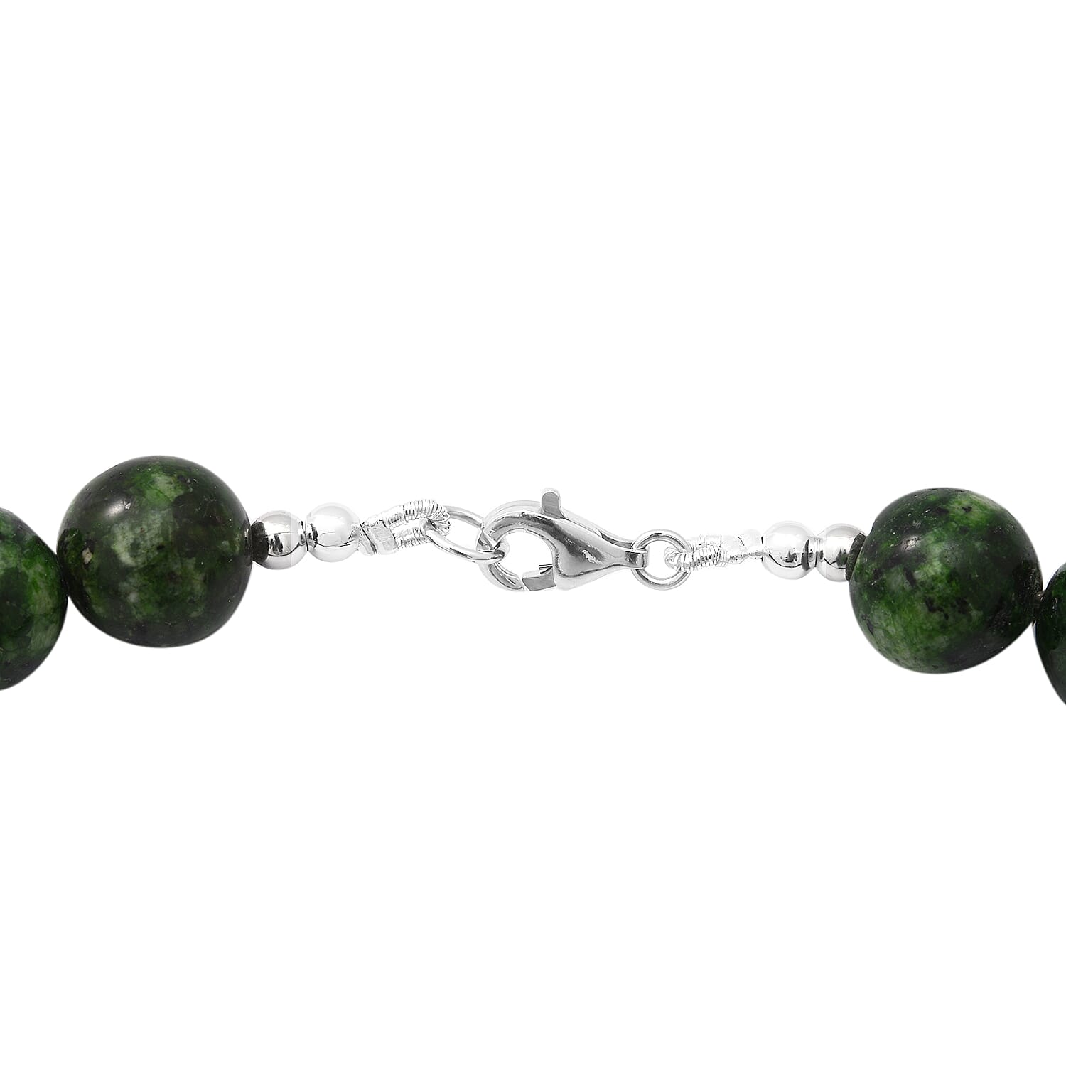 One Time Deal-Green Jasper Necklace (Size - 18) in Sterling Silver 320 Ct.