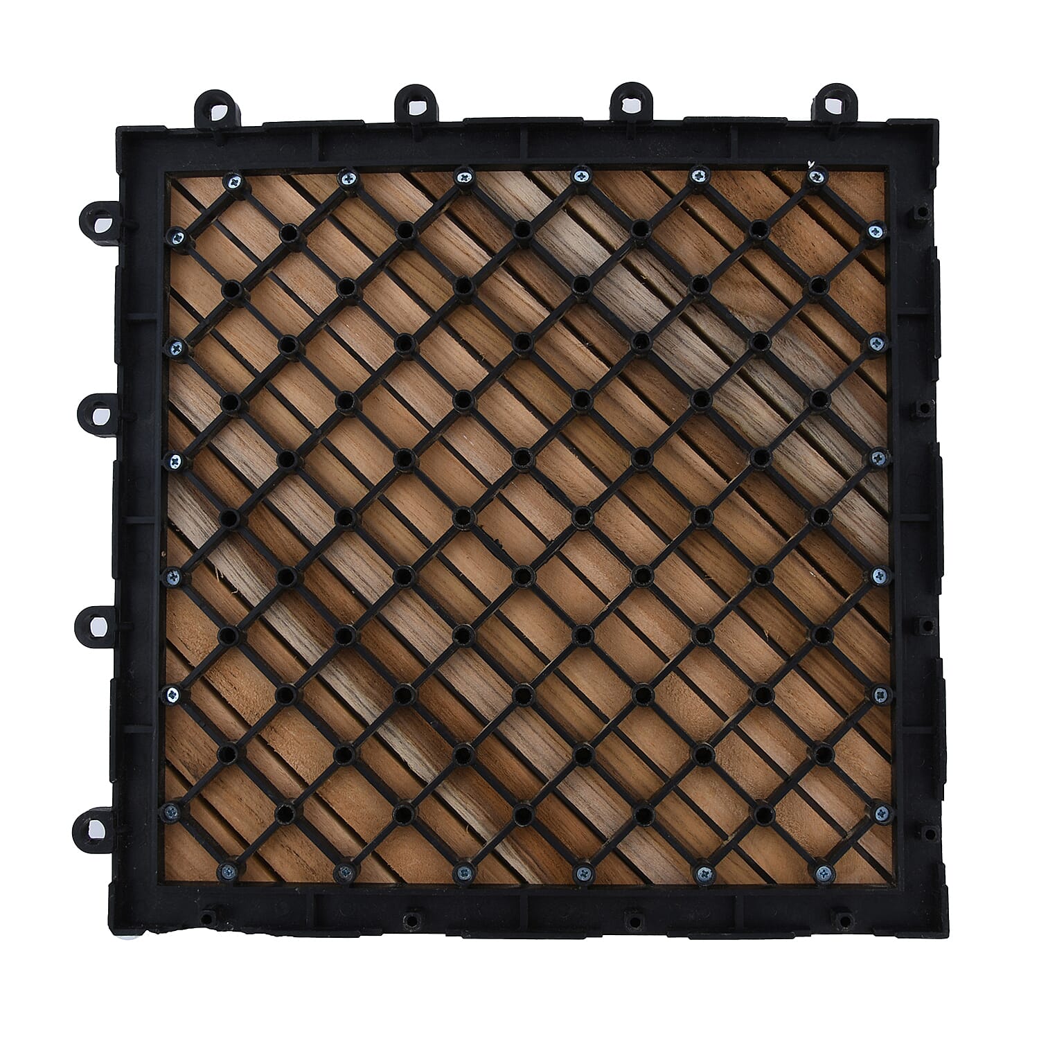 Bali Collection Set of 10 - Teak Wood Decking Tiles (Each 30 Cm)